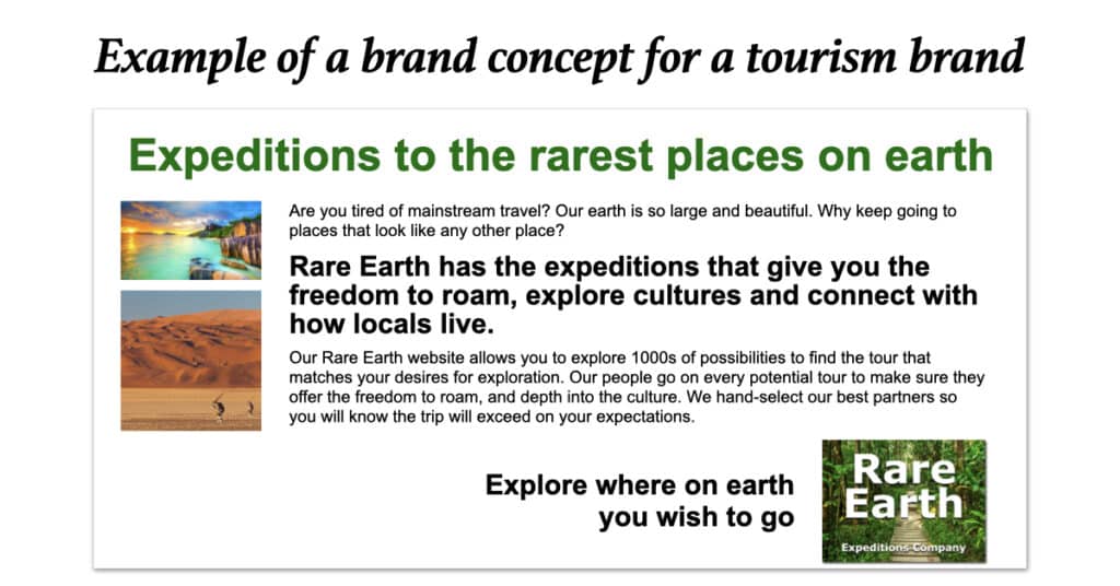 Brand Concept examples of tourism brand