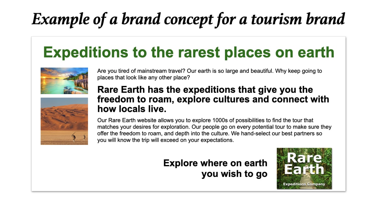 Brand Concept examples of tourism brand