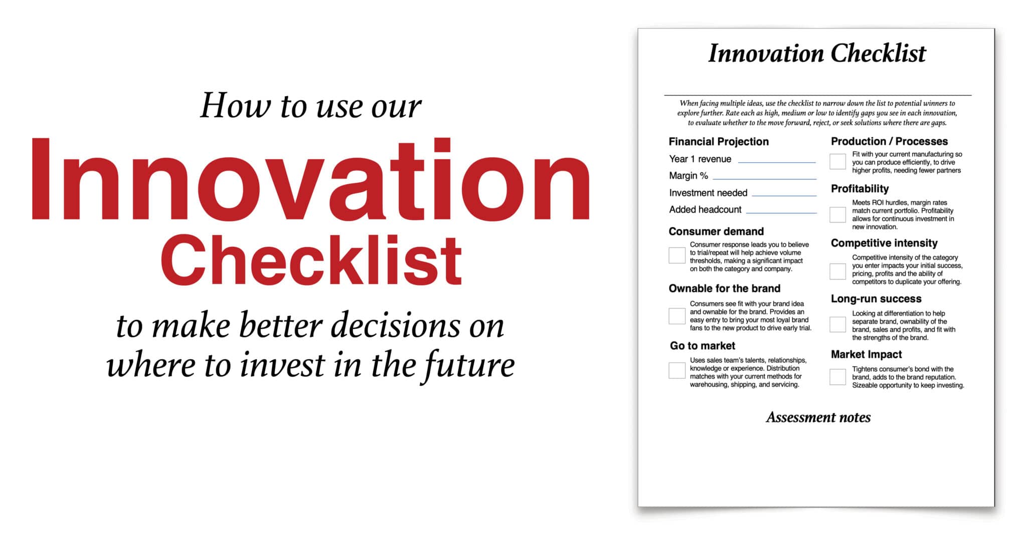 Our Innovation Checklist helps make the best innovation decisions